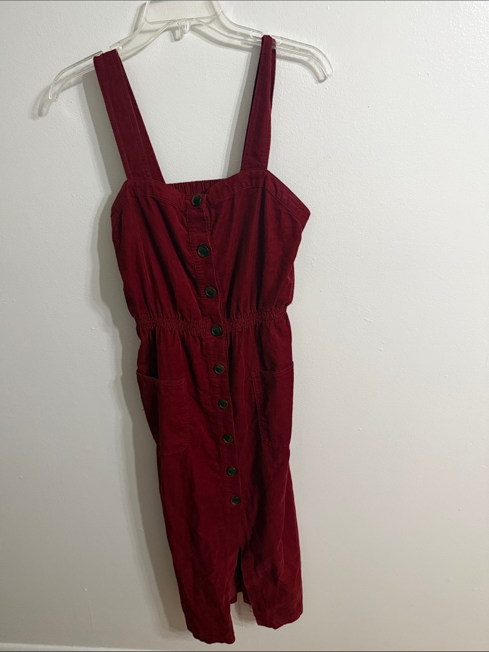 Urban Outfitters Cordelia Corduroy Small Burgundy Button Front Dress - Picture 1 of 6